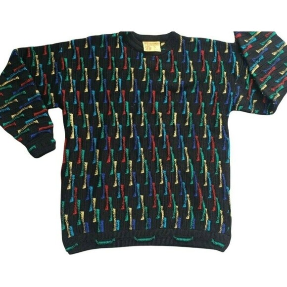 Mulga Classics 100% Wool Australian Made XL Coogi Style Multicolor Sweater - Picture 2 of 13